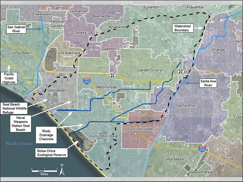 Watershed Map Board.East Garden Grove-Wintersburg Channel (8-2-2023)